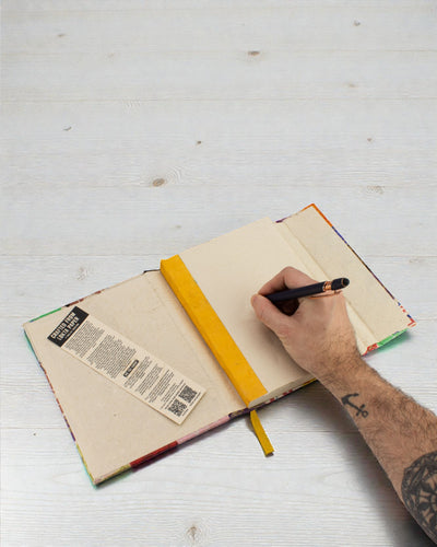 Grand cahier Lokta en patchwork – Multicolore (45 feuilles, 21 x 15 cm)