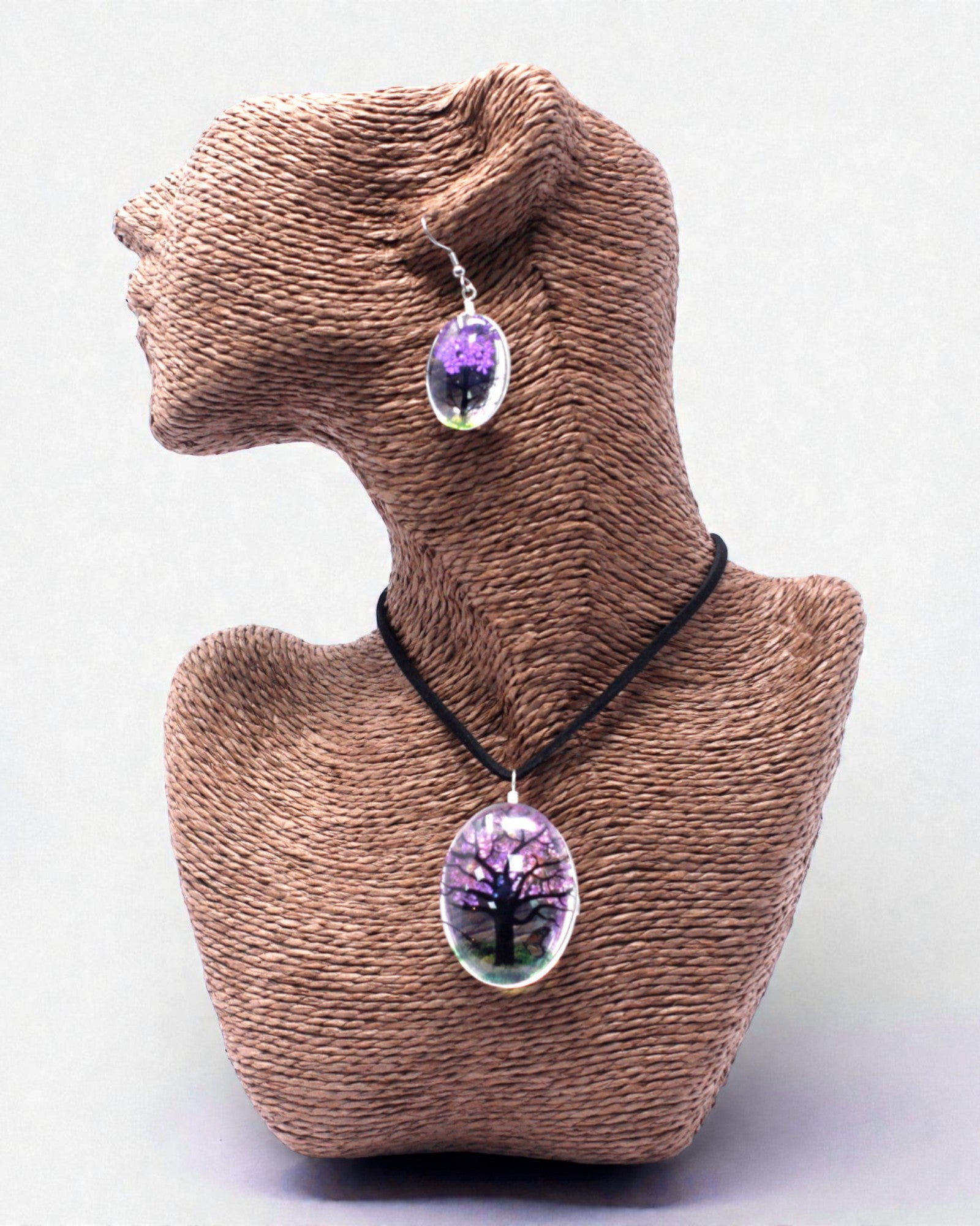 Lavender Dream – Lavender Jewelry Set with Dried Flowers Tree of Life