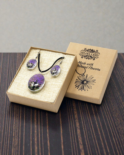Lavender Dream – Lavender Jewelry Set with Dried Flowers Tree of Life