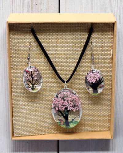 Rose Garden – Jewelry Set with Dried Flowers Tree of Life