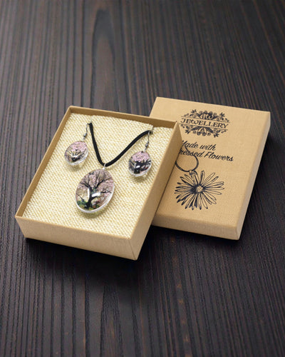 Rose Garden – Jewelry Set with Dried Flowers Tree of Life