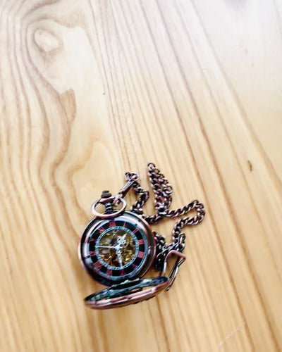 Pocket Watch "Equus Tempus" - Color: Brown, Rose-Gold with Horse Motif, customizable with engraving