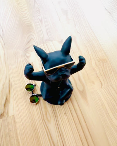 Figur Bulldog Elegance - Exklusiver Glasständer, Personalisierung mit Gravur möglich