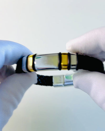 Fashionable Hip Hop Bracelet for Men with Custom Engraving and Magnetic Clasp – Choose Style with Silver or Gold Accents, 22cm PU Leather