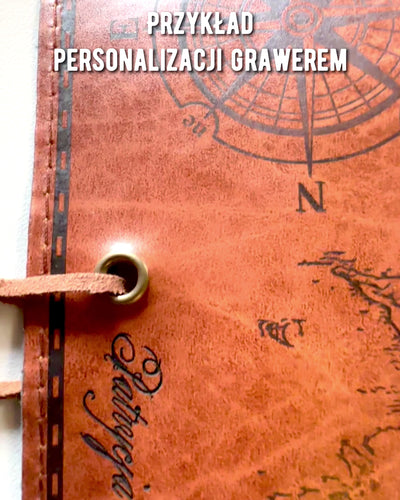 Retro Donkerbruine Leren Pennenzak met Schatkaartmotief - Elegante Tas voor het Bewaren van Schrijfbenodigdheden