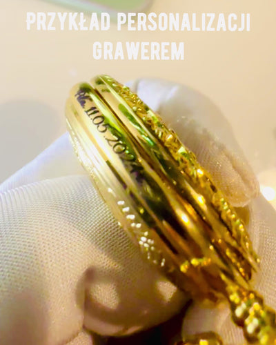 "Złoty Majestat" - Montre de Poche Mécanique de Luxe avec Cœur Transparent. Personnalisation par Gravure