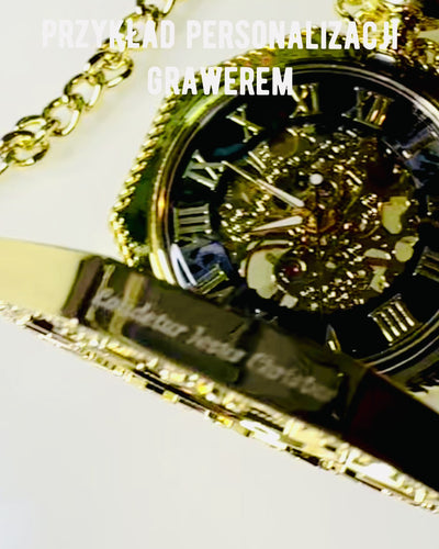 Exklusive Taschenuhr im Steampunk-Stil mit sichtbarem Uhrwerk auf dem Zifferblatt - Klassische Eleganz