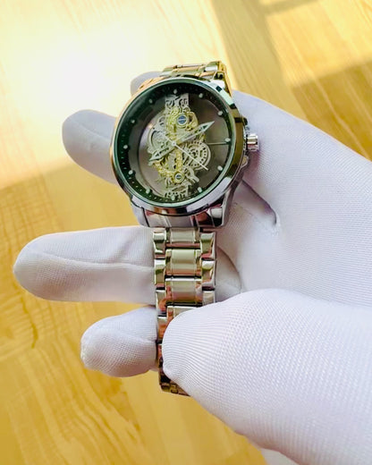 Montre homme élégante KIMSDUN Prestige Mécanisme Transparent et Élégance Sportive, possibilité de personnalisation avec gravure
