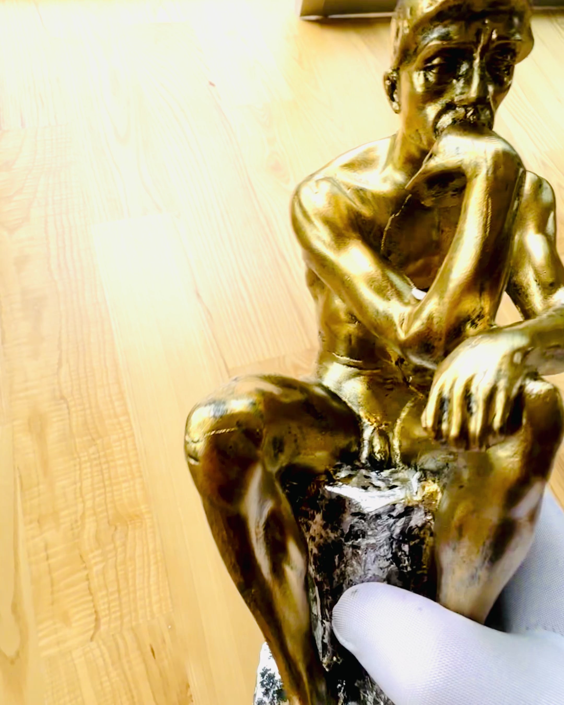 Golden Thinker - Resin Figurine, Customization with Engraving