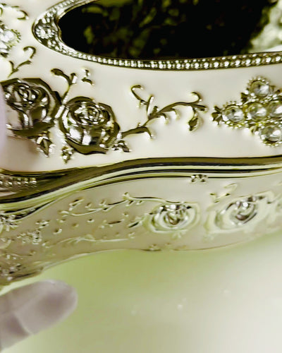 Embossed Rose Pattern Tissue Box - Elegant Interior Accessory, white