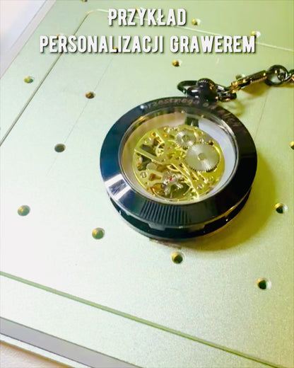 Mechanische Retro Stijl Zakhorloge, Waterdicht, Semi-automatisch - kleur Zwart - Perfect als Cadeau, gravure