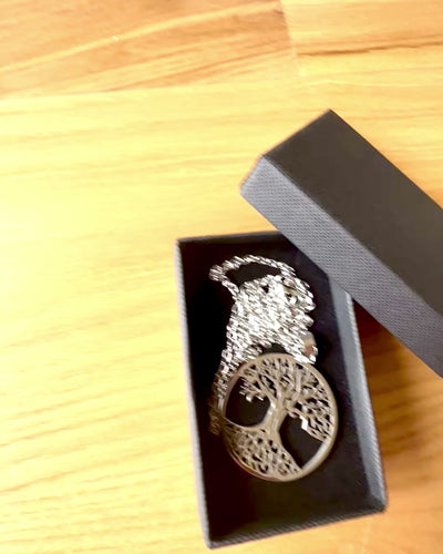 Ketting "Levensboom" van Roestvrij Staal - personalisatie met gravure, 2 kleuropties