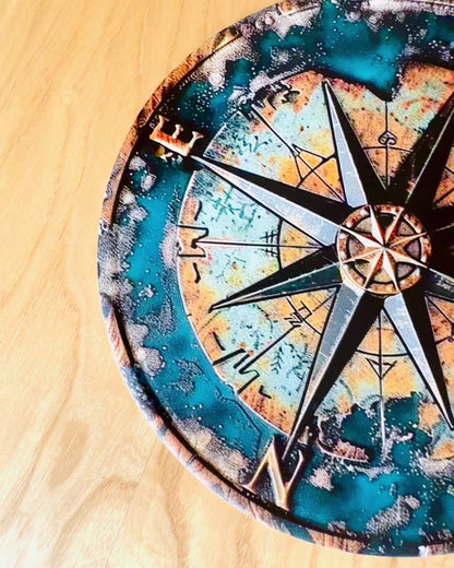 Marine Compass, decorative pendant, necklace, customizable with engraving