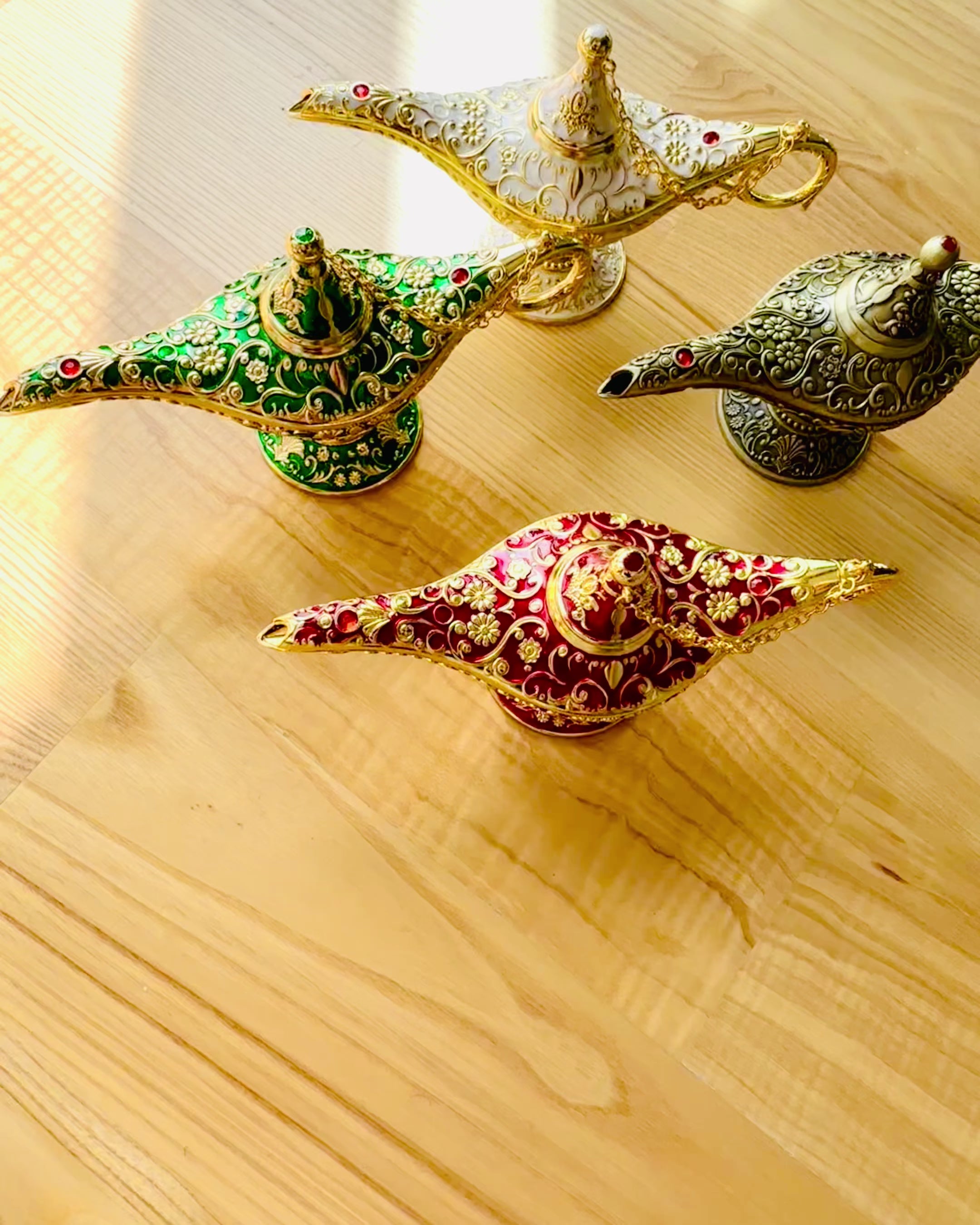 Magische Lamp van Aladdin met Graveeroptie - Variant Donkergroen, verweven met goud