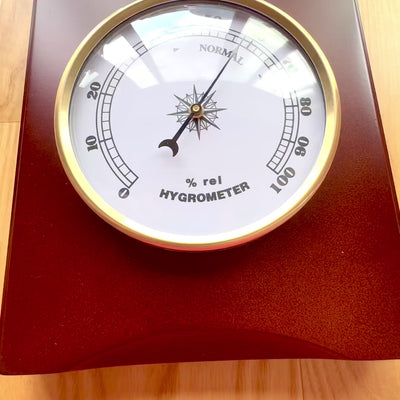 Elegant retro-weerstation 36cm met gravure – barometer, thermometer, hygrometer in houten behuizing