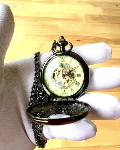 Taschenuhr "Eterna Eleganz", personalisiertes Geschenk, Gravur. Farbe Schwarz