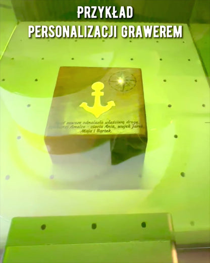 Boîte en bois pour boussole compacte "Maritime" - possibilité de personnalisation par gravure