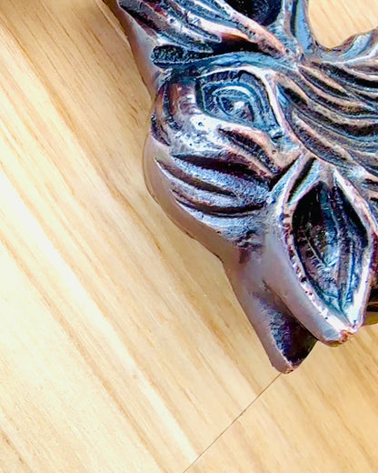 Walking Cane 'Wolf' - Indian Mango Wood with Engraving Option, brown with golden embellishments