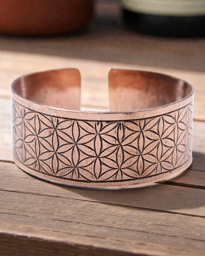 Tibetan Copper Bracelet Mandala of Harmony – Flower of Life