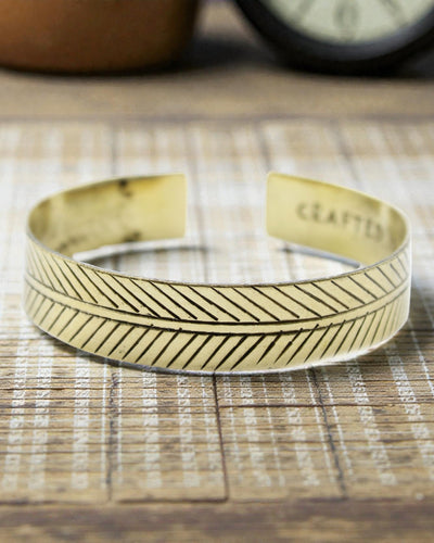 Tibetan Brass Bracelet Golden Leaf – Wide Tribal