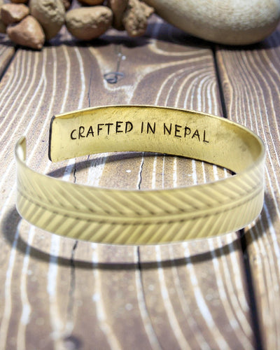 Tibetan Brass Bracelet Golden Leaf – Wide Tribal