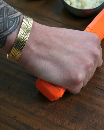 Tibetan Brass Bracelet Golden Leaf – Wide Tribal