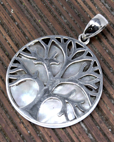 Silver Tree of Life Pendant 30 mm – Mother of Pearl Pure Light