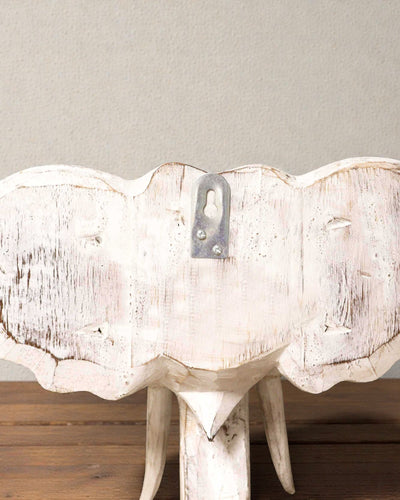 Großer Elefantenkopf 29x26 cm – Weiß und Gold
