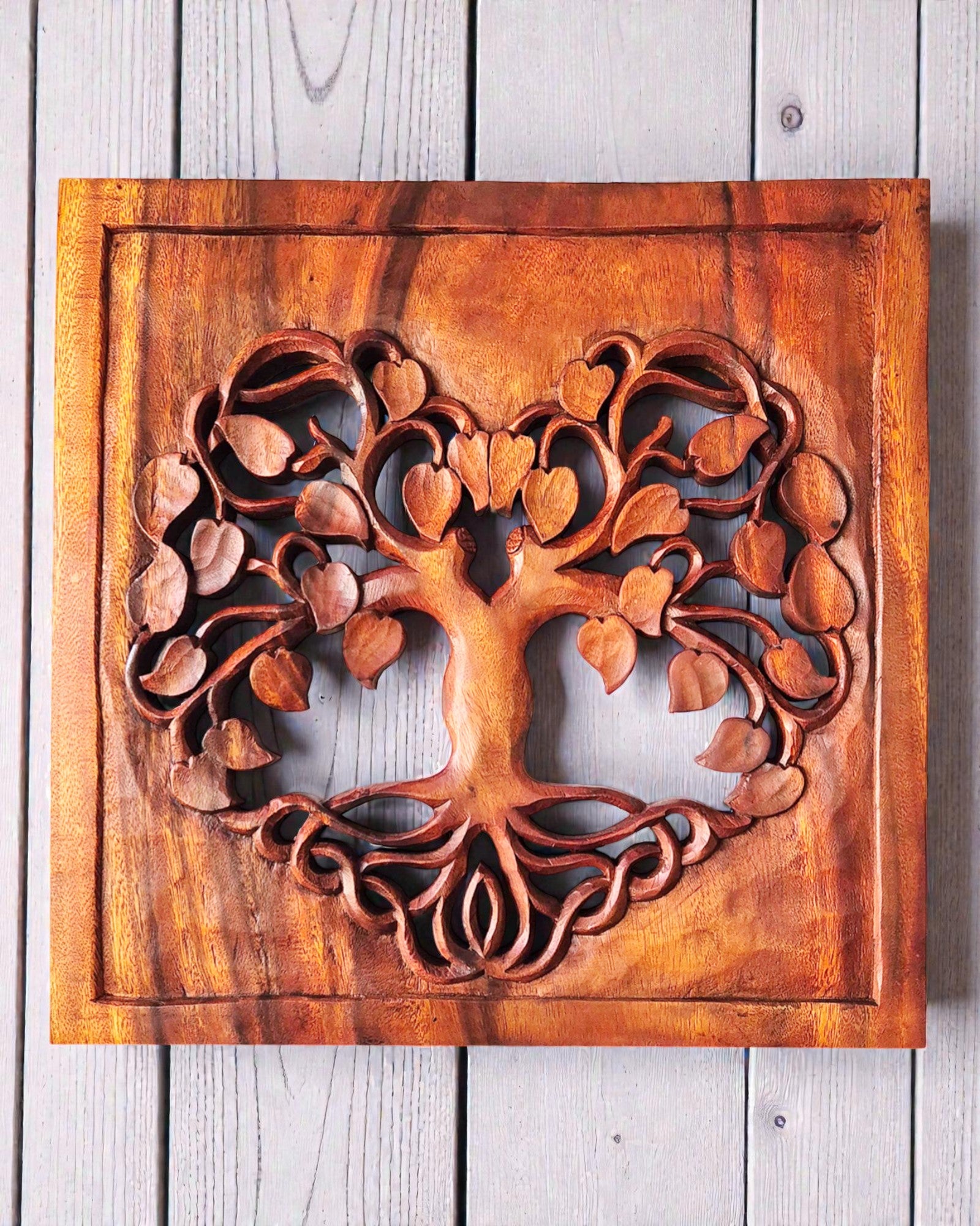 Panneau mural décoratif carré – Arbre de Vie Cœur 40x40 cm