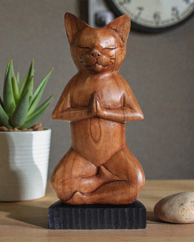 Katzenskulptur – Yoga 3 Lotusblüte 30 cm