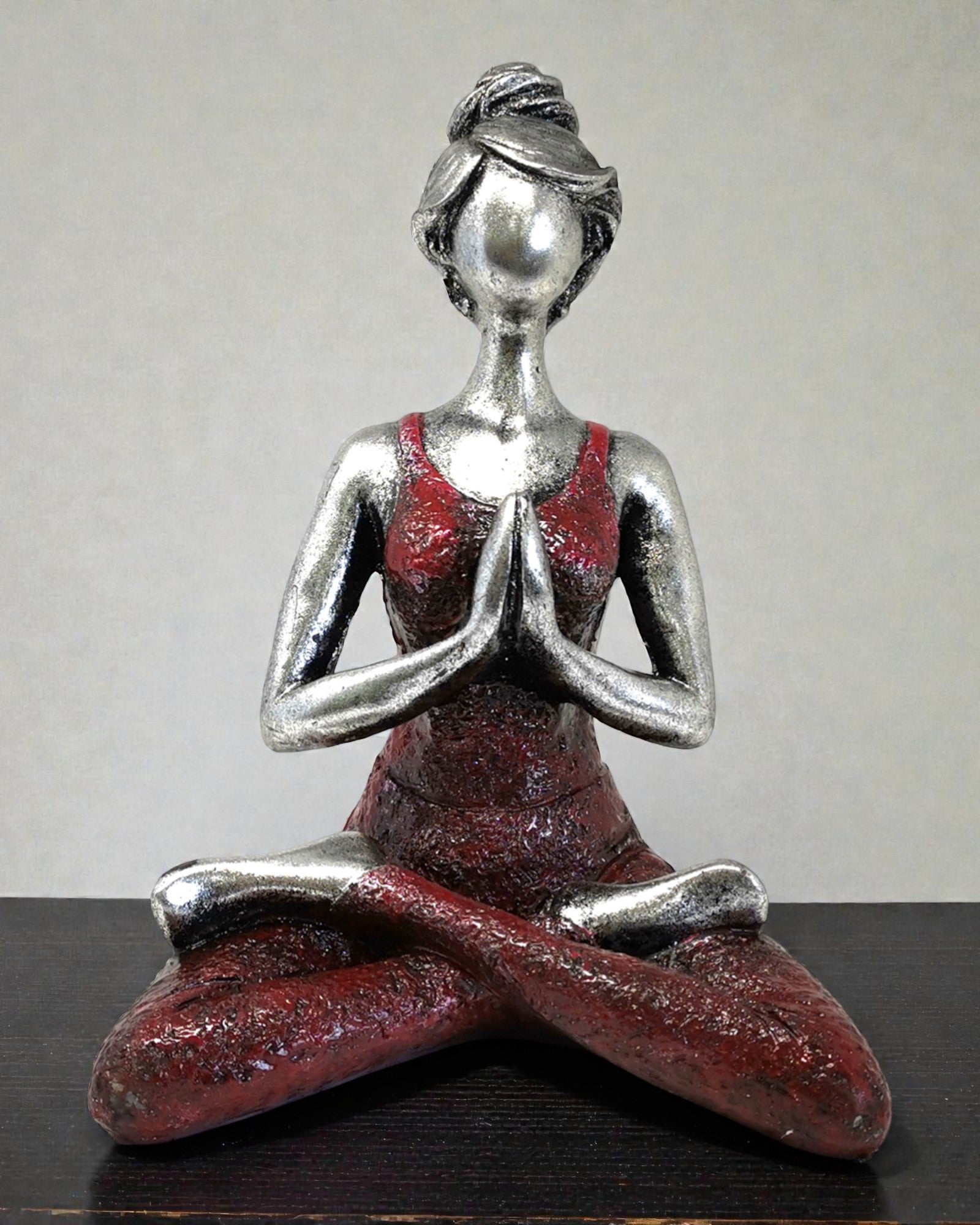 Frauenfigur 24 cm – Yoga Silber-Bordeauxrote Harmonie